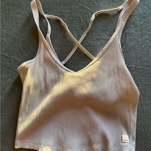 Vuori Ribbed Cross-Back Tank Top with built in bra